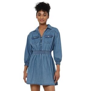 American Eagle Women’s Smocked Waist Denim Utility Mini Dress